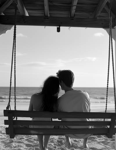Porch swing overlooking the beach.