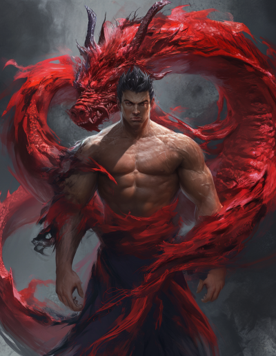 Man embracing inner dragon.