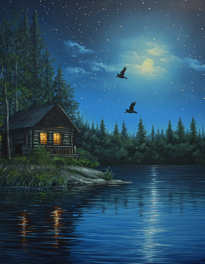 Lakeside cabin with a view.